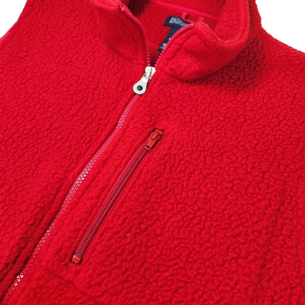 Land's End Men's Vintage Sherpa Fleece Polartec Vest Red Medium 90s Classic